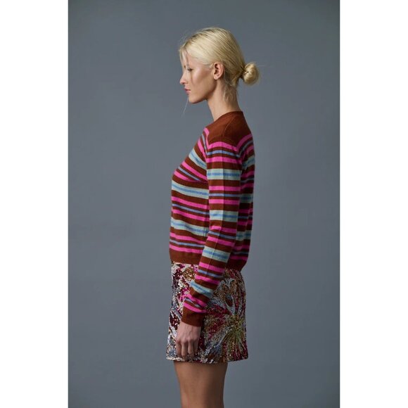 Le Superbe My Crew Cashmere Sweater in Rust Multi Color Womens Size XS - Picture 4 of 10